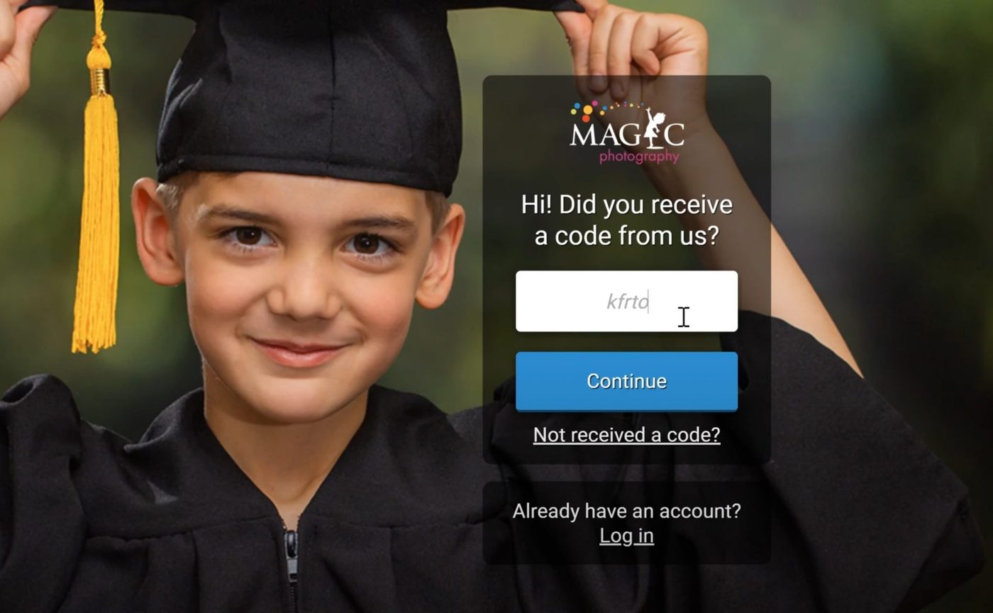 Code and registration — Magic Photography ordering gallery