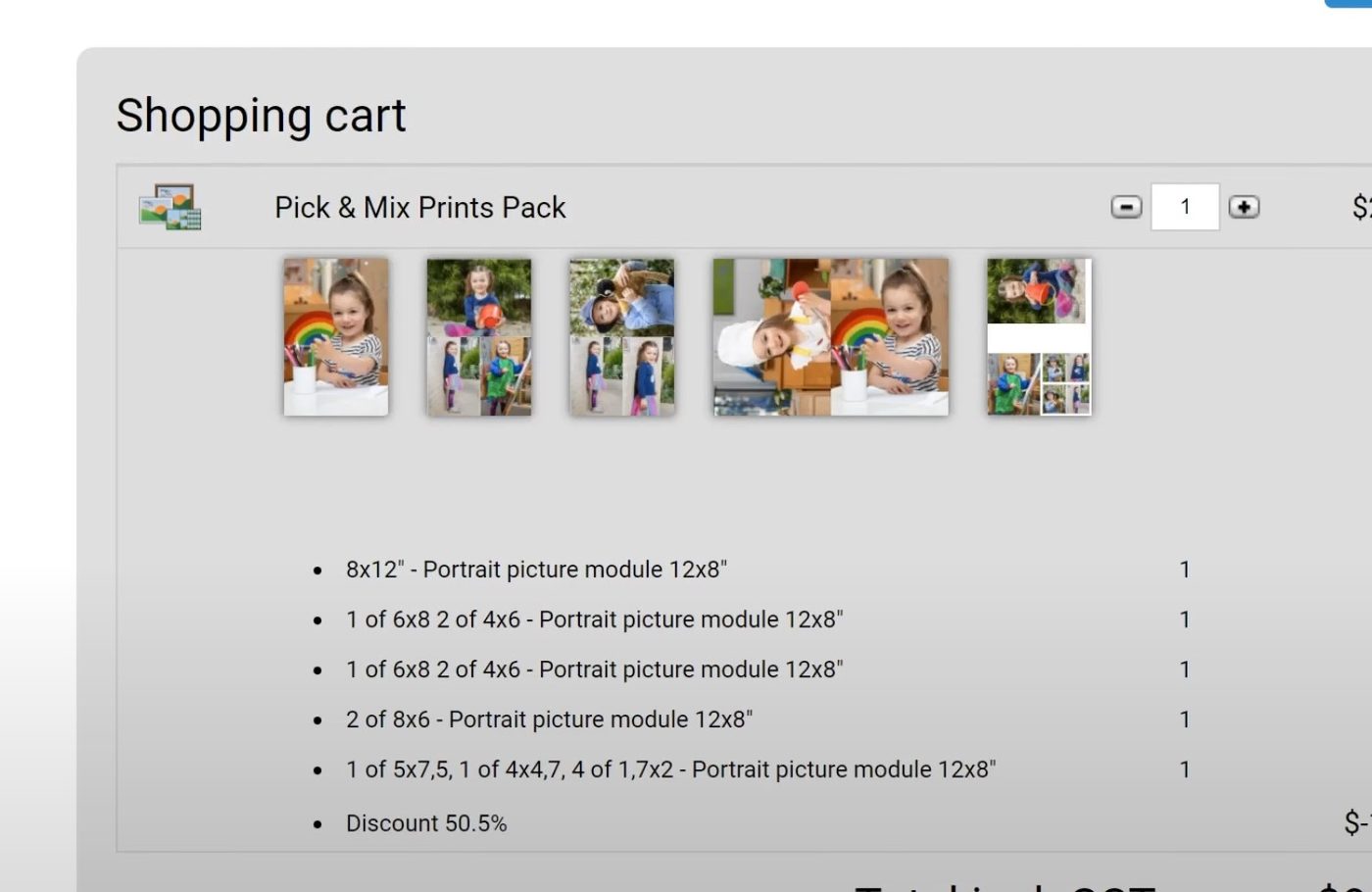 Adding a package to your cart — Magic Photography ordering gallery